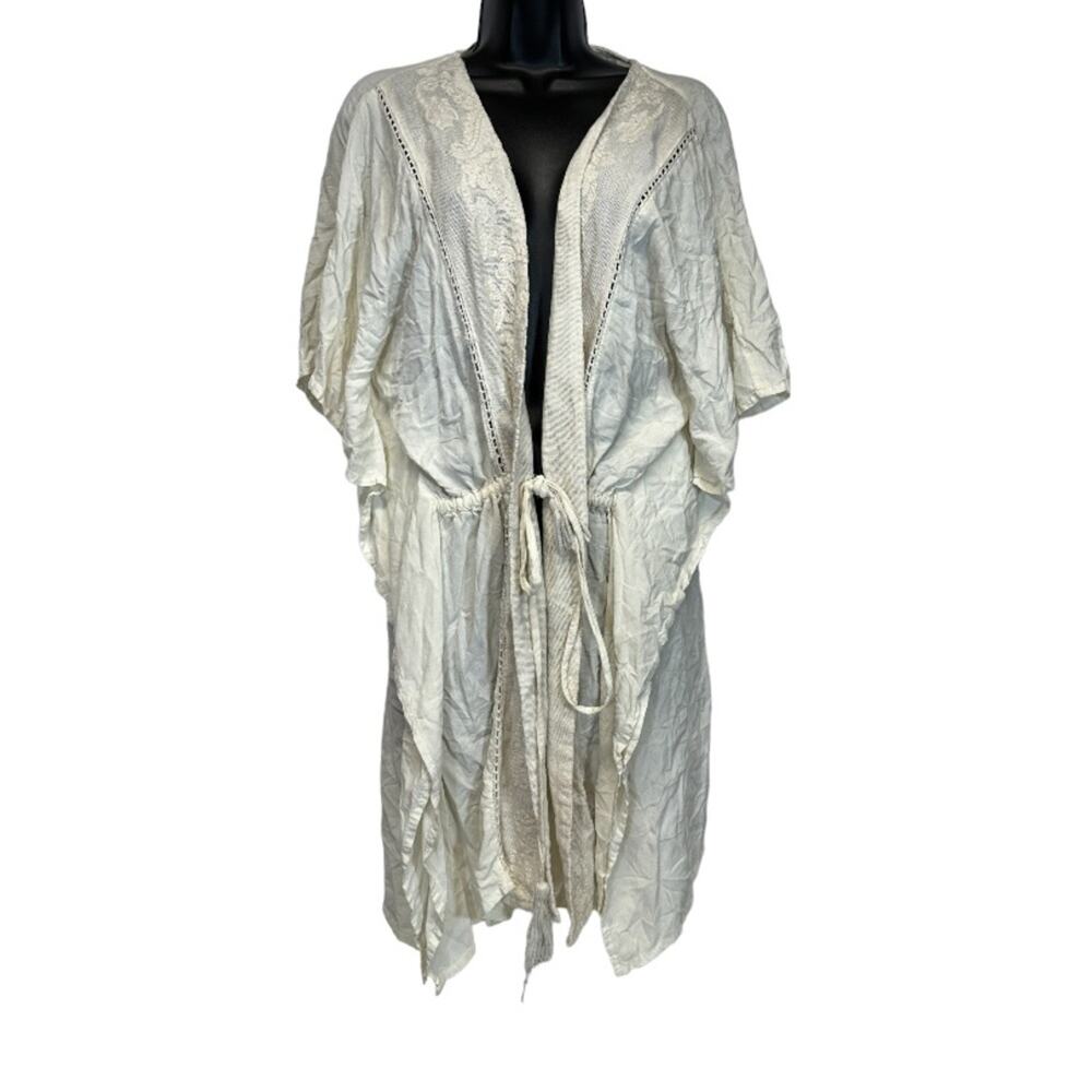 Sweet Magnolia Off White‎ Cream Lace Tie Waist Lightweight Cardigan OS